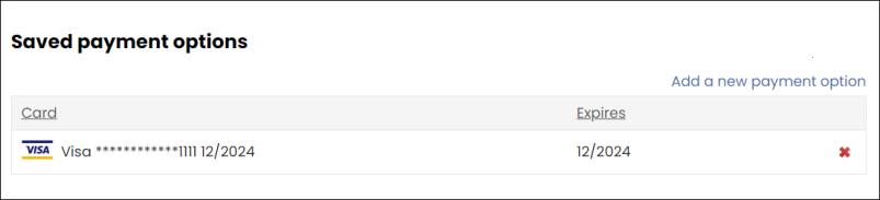Viewing a contact's saved payment options
